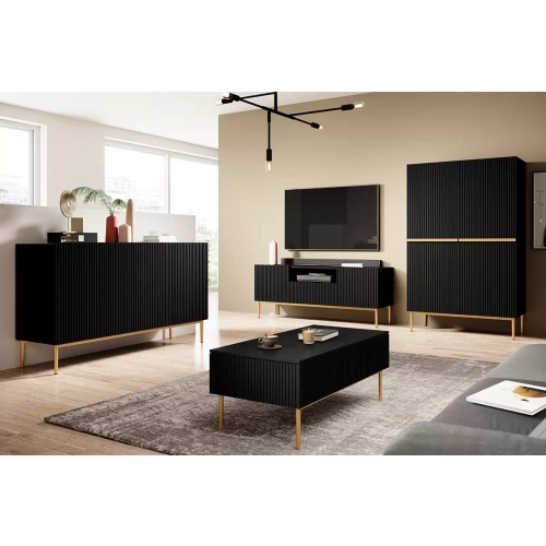 Kredens Szafka Nicole 100 cm - czarny mat / złote nóżki